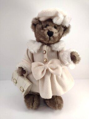 Dan Dee Collectors Choice Brown Holiday Teddy Bear White Outfit w/ Stand 15"
